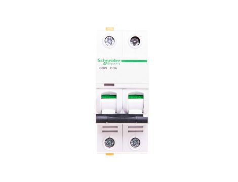 Wyłącznik nadprądowy 2P D 3A 6kA AC iC60N-D3-2 A9F05203