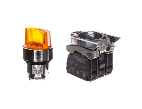 Przełącznik 2 położeniowy pokrętło 22mm pomarańczowy 1Z 1R bez samopowrotu XB4BK125B5