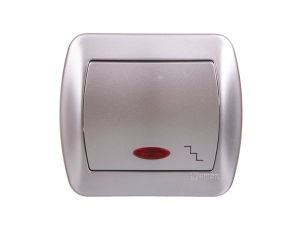 Simon Akord Łącznik schodowy z podświetleniem 10 AX, 250V zaciski śrubowe aluminium metalizowane AW6L/26