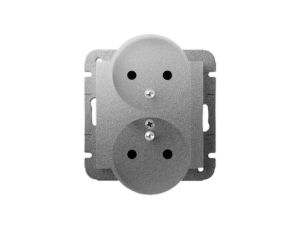 CARLA Gniazdo podwójne 2P+Z mod srebrne b/R 1743-16