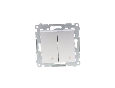 Simon 54 Łącznik krzyżowy podwójny 10A 230V IP20, szybkozłącza, srebrny mat DW7/2.01/43