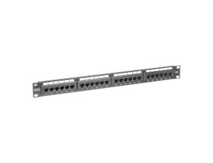 Patch panel kompletny 19 cali 24x RJ45 U/UTP kat. 6 1U czarny (RAL 9005) DN-91624U