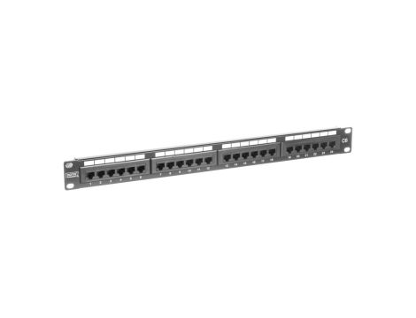 Patch panel kompletny 19 cali 24x RJ45 U/UTP kat. 6 1U czarny (RAL 9005) DN-91624U