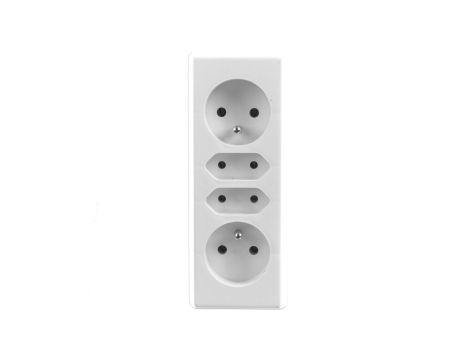 Rozgałeźnik wtyczkowy 2x2P+Z + 2xEuro biały R-472