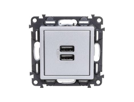 VALENA LIFE Ładowarka z gniazdem 2xUSB aluminium 753312