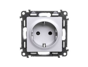 VALENA LIFE Gniazdo z/u 2P+Z SCHUKO z przesłonami aluminium 753320