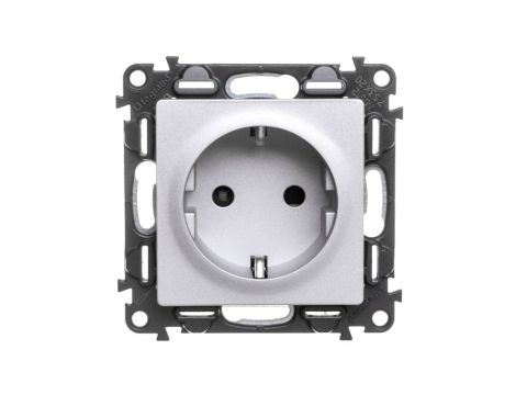 VALENA LIFE Gniazdo podwójne z/u 2P+Z SCHUKO z przesłonami aluminium 753320