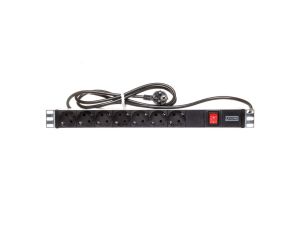 Listwa zasilająca do szaf rack (PDU) 19 cali 7x Schuko, wyłącznik podświetlany DN-95402