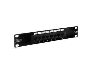 Patch panel kompletny 10cali 8x RJ45 U/UTP kat. 5e 1U czarny (RAL 9005) DN-91508U