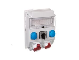Rozdzielnica 1x32A 5P/ 1x16A 5P 2x250V okienko wyłącznik L-0-P IP54 ROS 11/X-21.2/L-0-P