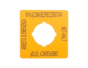 Szyld do przycisków bezpieczeństwa PL, GB, DE, I typ: M22-XYK15 167642