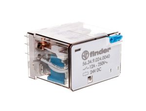 Przekaźnik 4P 12A 24V DC przycisk testujący, mechaniczny wskaźnik zadziałania 56.34.9.024.0040