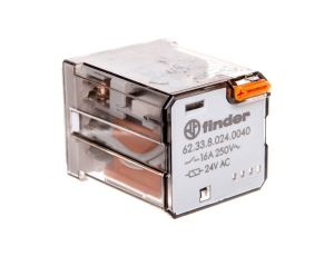 Przekaźnik 3P 16A 24V AC do gniazd lub Faston 187, przycisk testujący, mechaniczny wskaźnik zadziałania 62.33.8.024.0040