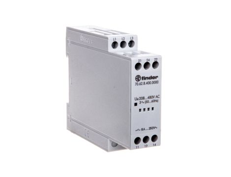 Przekaźnik nadzorczy kontroli napięcia 3-fazowy kontrola zaniku, rotacji, niskiej wart. nap. na fazę 208-480VAC 70.62.8.400.0000