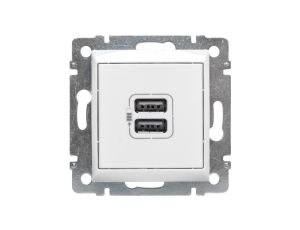 VALENA Gniazdo zasilające 2xUSB 5V 1500mA białe 770470