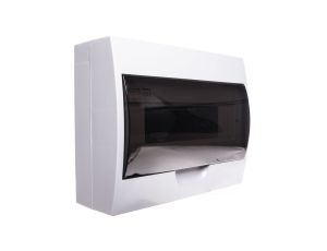 Rozdzielnica modułowa tworzywo 1x12 natynkowa IP40 IK06 N+PE II klasa drzwi transparentne szare DB112S 1X12P/SMD biały 3833