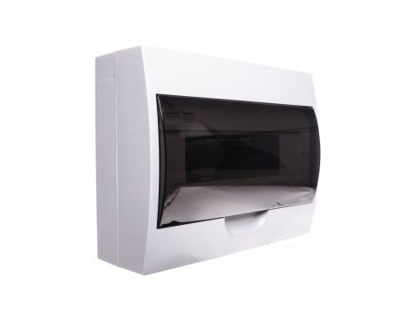 Rozdzielnica modułowa tworzywo 1x12 natynkowa IP40 IK06 N+PE II klasa drzwi transparentne szare DB112S 1X12P/SMD biały 3833