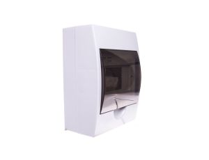 Rozdzielnica modułowa tworzywo 1x6 natynkowa IP40 IK06 N+PE II klasa drzwi transparentne szare DB106S 1X6P/SMD biały 3831