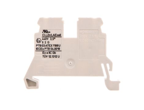 Złączka szynowa 2-przewodowa 2,5mm2 Ex jasnoszara 870-909