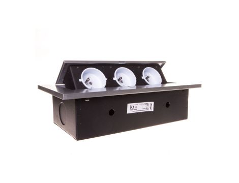 Gniazda wpuszczane w blat 3x230V AC srebrny OR-AE-1335/G