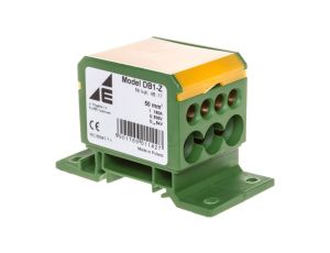 Blok rozdzielczy 2x4-50mm2/3x2,5-25mm2/4x2,5-16mm2 żółto-zielony montaz płaski i na szynie TH DB1-Z 48.17