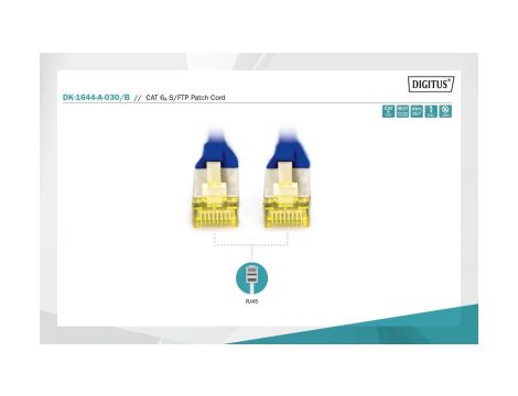 Patchcord RJ45/RJ45 S/FTP kat. 6A 3m AWG 26/7 LS0H niebieski DK-1644-A-030/B