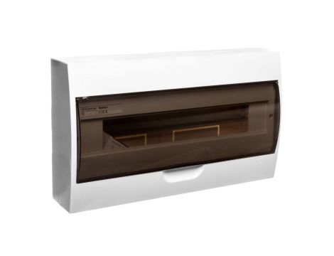 Rozdzielnica modułowa tworzywo 1x18 natynkowa IP40 IK06 N+PE II klasa drzwi transparentne szare DB118S 1X18P/SMD biały 3834