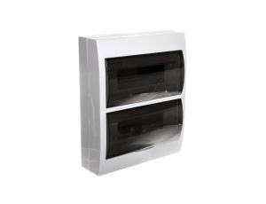 Rozdzielnica modułowa tworzywo 2x12 natynkowa IP40 IK06 N+PE II klasa drzwi transparentne szare DB212S 2X12P/SMD biały 3835