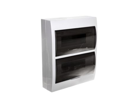 Rozdzielnica modułowa tworzywo 2x12 natynkowa IP40 IK06 N+PE II klasa drzwi transparentne szare DB212S 2X12P/SMD biały 3835