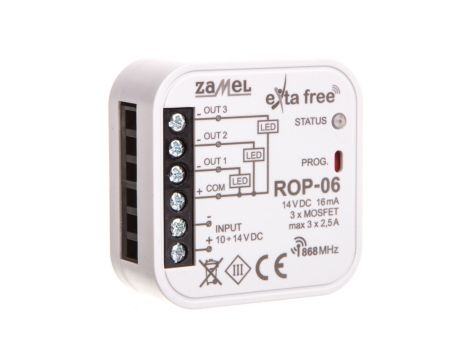Radiowy odbiornik dopuszkowy 3-kanałowy zasilanie 10-24 VDC ROP-06 EXF10000092
