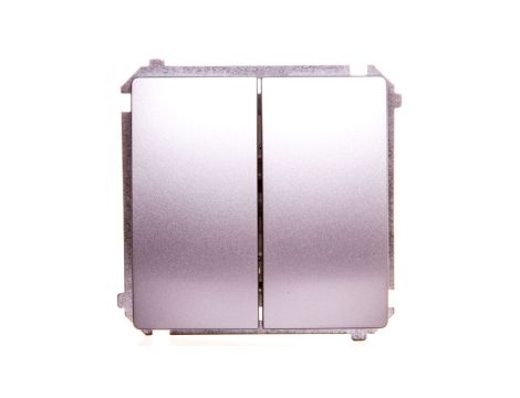 Simon Basic Łącznik schodowy podwójny z podświetleniem 10AX 250V zaciski śrubowe srebrny mat BMW6/2L.01/43