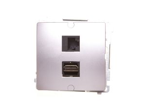 Simon Basic Gniazdo HDMI + RJ45 kat.6 srebrny mat BMGHRJ45.01/43