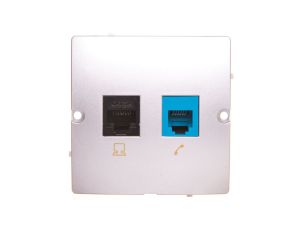 Simon Basic Gniazdo komputerowe RJ45 kat.5e + telefoniczne RJ12 srebrny m