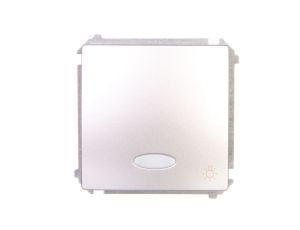 Simon Basic Przycisk światło z podświetleniem 10AX 250V, szybkozłącza, srebrny mat BMS1L.01/43