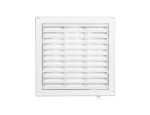 Kratka wentylacyjna 130x130mm fi 125mm biała żaluzja+sznurek T34