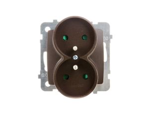 KARO Gniazdo podwójne z/u z przesłonami czekoladowy metalik GP-2SRZP/m/40