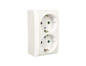 BIS Gniazdo podwójne z/u Schuko z przesłonami białe GN-2BSP/00