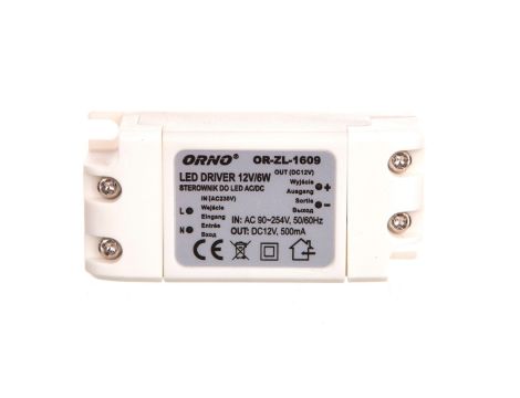 Zasilacz LED 12V DC 6W 0,5A IP20 OR-ZL-1609
