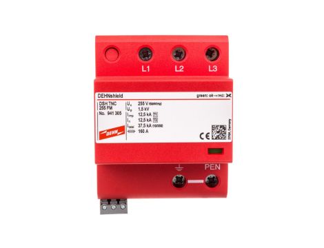 Ogranicznik przepięć Typ T1+T2 3P 12,5/37,5kA 1,5kV DEHNshield TNC 255 FM 941305