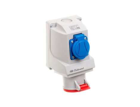 Gniazda stałe COMBI okablowane z listwą przyłączeniową 5P 16A 400V czerwone / 230V niebieskie GSC 16/5 IP-44 921840