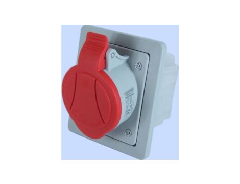 Gniazdo skośne podtynkowe z ramką 5P 32A 400V czerwone GSP 32/5 IP-44 921855