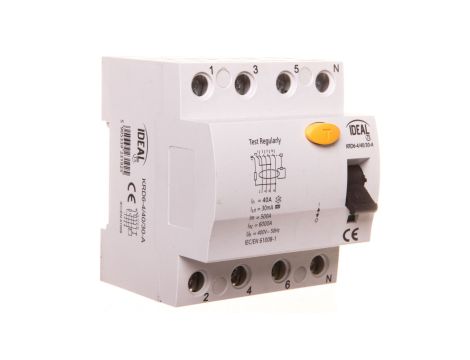Wyłącznik różnicowoprądowy 4P 40A 0,03A typ A KRD6-4/40/30-A VDE 23192