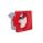 Gniazdo pojedyncze 250VAC 16A z/u z kluczem czerwone 45x45mm, QP 45X45 D_BB