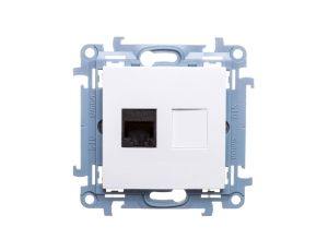Simon 10 Gniazdo komputerowe pojedyncze RJ45 kat.6 biały C61.01/11
