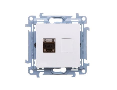 Simon 10 Gniazdo komputerowe pojedyncze RJ45 kat.6 ekranowane biały C61E.01/11