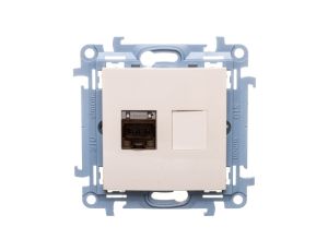Simon 10 Gniazdo komputerowe pojedyncze RJ45 kat.6 ekranowane kremowy C61E.01/41