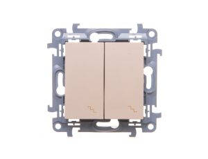 Simon 10 Łącznik schodowy podwójny z podświetleniem LED 10AX kremowy CW6/2L.01/41