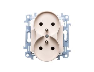 Simon 10 Gniazdo podwójne z/u z przesłonami kremowe 16A 250V IP20 CGZ2MZ.01/41