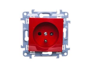 Simon 10 Gniazdo pojedyncze z/u z przesłonami czerwone 16A 250V IP20 CGZ1Z.01/22