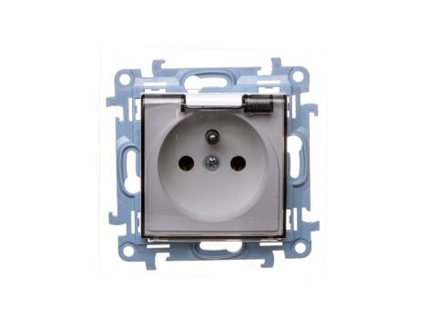 Simon 10 Gniazdo pojedyncze z uszczelką klapką transparetną białe 16A 250V IP44 CGZ1B.01/11A